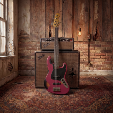 Fender Squier Jazz Bass / Red Rose over Sunburst